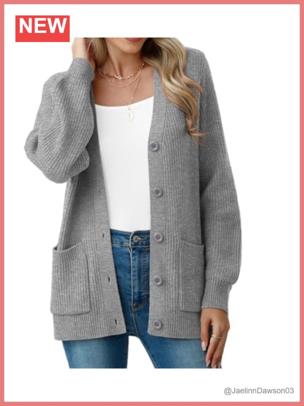 Women's Chunky Knit Cardigan Sweater Long Sleeve V Neck Button Up with Pockets